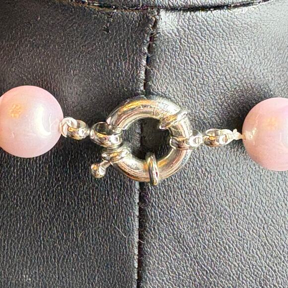 Chunky Pink Pearl Necklace Pink Pearl Statement Necklace Vintage Pink Pearls - Picture 3 of 3